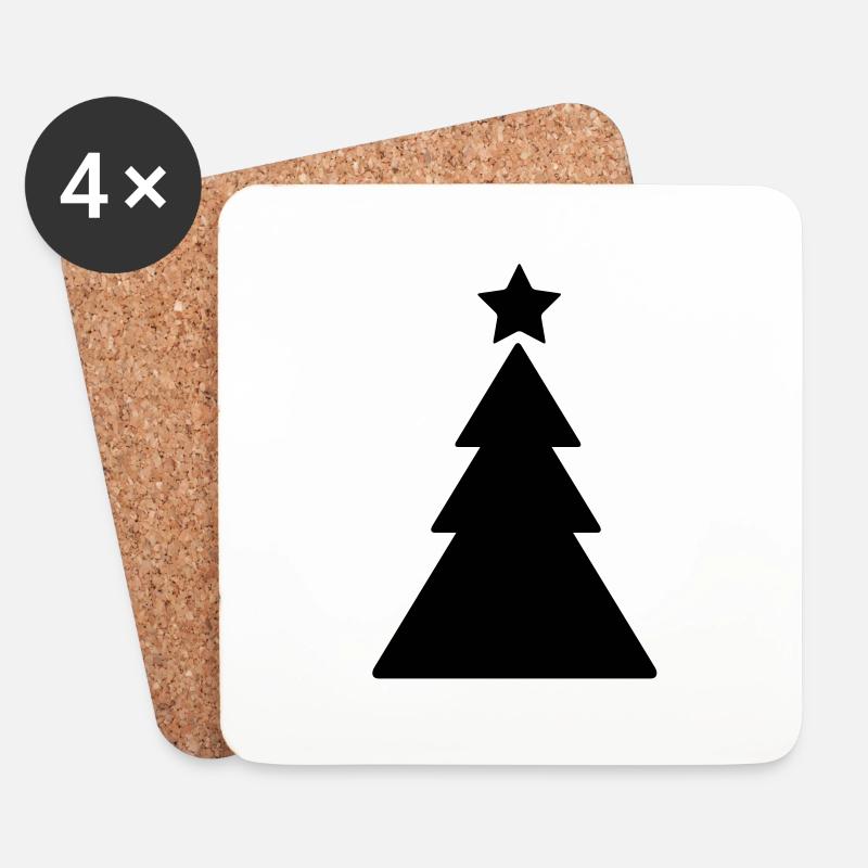 Christbaum - Weihnachten - Untersetzer (4er-Set) - Weiß