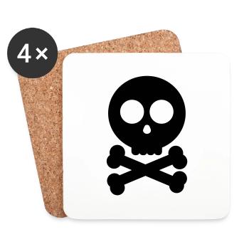 skull_face_f1 - Dessous de verre (lot de 4) - blanc - Devant