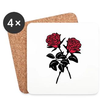 Rosen - Untersetzer (4er-Set) - Weiß - Vorne