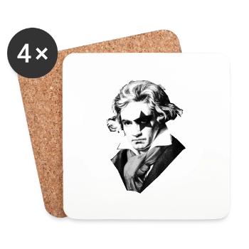 Beethoven rock Kiss Black Metal - Dessous de verre (lot de 4) - blanc - Devant