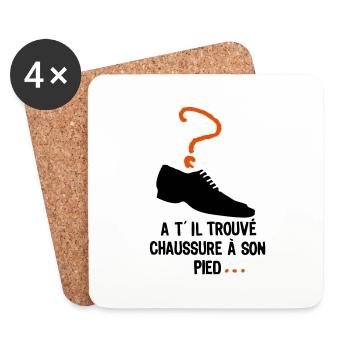 trouve chaussure pied 2mariage amour humour - Dessous de verre (lot de 4) - blanc - Devant