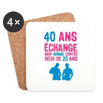 40 ans anniversaire echange homme deux 2 - Dessous de verre (lot de 4) - blanc - Devant