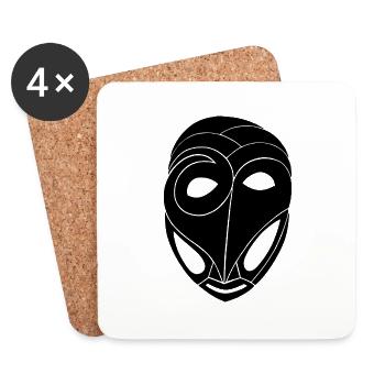 Maske Totem Fluch Pharao Mumie Dämon - Untersetzer (4er-Set) - Weiß - Vorne