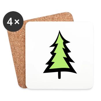 arbre de noël arbre de noël texte conception logo sapin s - Dessous de verre (lot de 4) - blanc - Devant