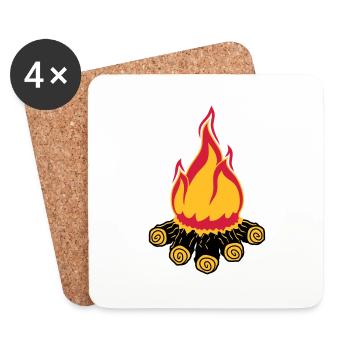 feu de camp camping soir nuit camping camper bois - Dessous de verre (lot de 4) - blanc - Devant