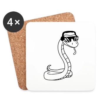 Cool DJ Music Party célèbre les lunettes de soleil - Dessous de verre (lot de 4) - blanc - Devant