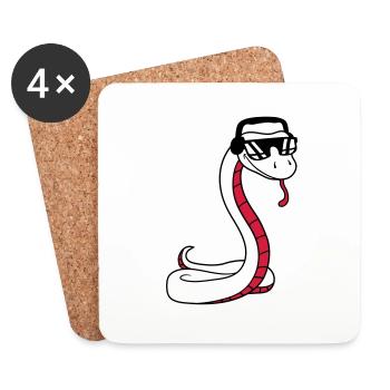 DJ musique cool fête célébrer lunettes de soleil - Dessous de verre (lot de 4) - blanc - Devant