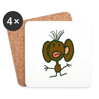Animaux de singe - Dessous de verre (lot de 4) - blanc - Devant
