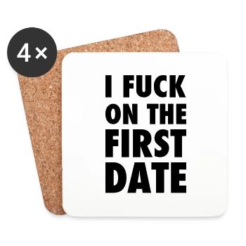 JE BAISE LA PREMIÈRE DATE - Dessous de verre (lot de 4) - blanc - Devant