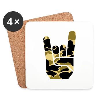 camou rock hand - Coasters (set of 4) - white - Front