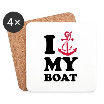 I love my boat - Dessous de verre (lot de 4) - blanc - Devant