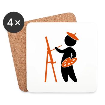 Ein Maler arbeitet an seinem Meisterwerk - Untersetzer (4er-Set) - Weiß - Vorne