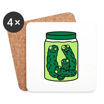 Funny Cucumber Preserving Jar - Coasters (set of 4) - white - Front