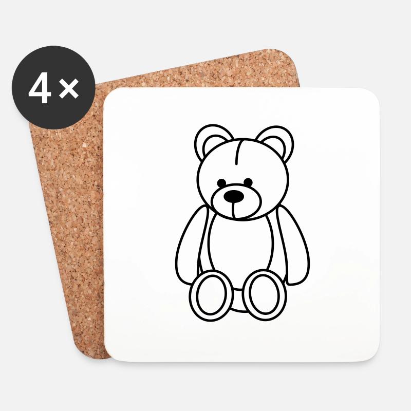 Teddybär - Untersetzer (4er-Set) - Weiß