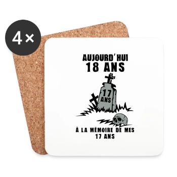 18 ans tombe memoire mort souvenir anniversaire - Dessous de verre (lot de 4) - blanc - Devant