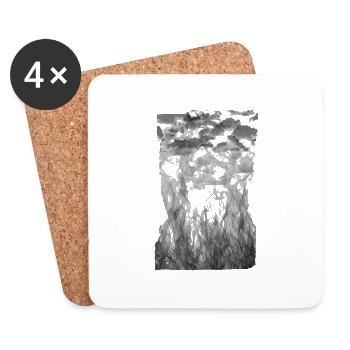 Nuages de fumée feu - Dessous de verre (lot de 4) - blanc - Devant
