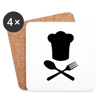 cuistot cuisinier - Dessous de verre (lot de 4) - blanc - Devant