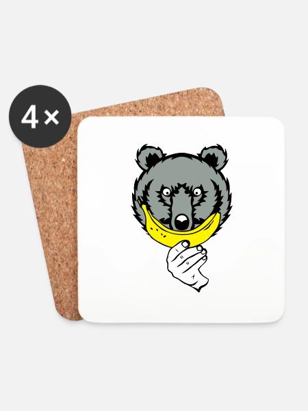 Teddybärlächeln Banane Smiley-Gesicht, weil - Untersetzer (4er-Set) - Weiß
