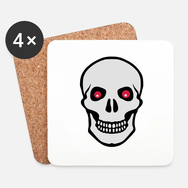 Totenkopf - Untersetzer (4er-Set) - Weiß