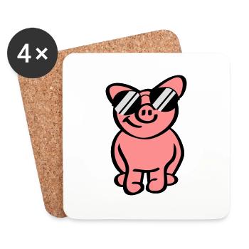 Cool Pig - Dessous de verre (lot de 4) - blanc - Devant
