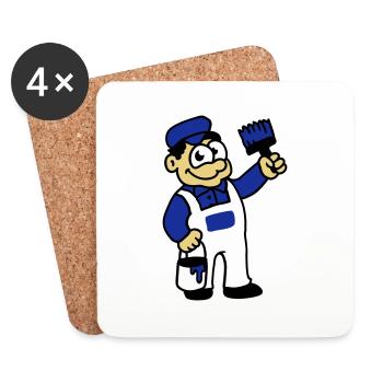 Painter with brush and paint - Coasters (set of 4) - white - Front