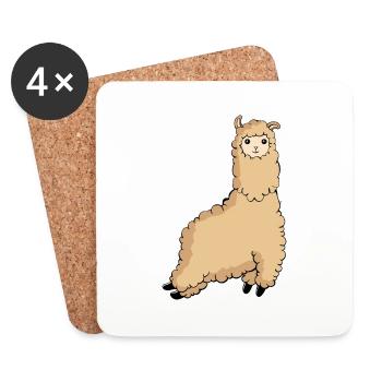 Süßer springender Alpaka springendes Lama fliegend - Untersetzer (4er-Set) - Weiß - Vorne