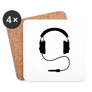Prise casque DJ Music Sound Club disc-jockey - Dessous de verre (lot de 4) - blanc - Devant