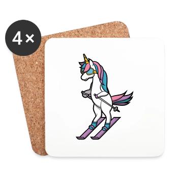 Apres Ski Party Crew Licorne amusant cabane de ski - Dessous de verre (lot de 4) - blanc - Devant
