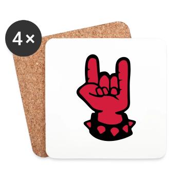 berührt hand fork sign devil metal music anime fun - Untersetzer (4er-Set) - Weiß - Vorne