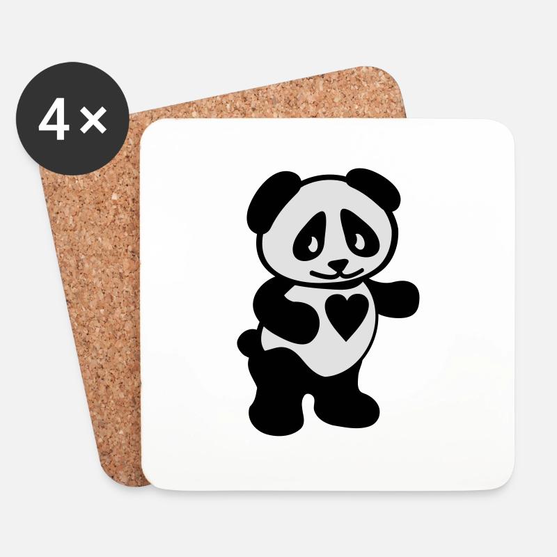 Panda - Dessous de verre (lot de 4) - blanc