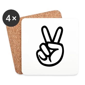 icon peace hand sign - Coasters (set of 4) - white - Front