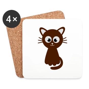 Funny sweet cat - Untersetzer (4er-Set) - Weiß - Vorne