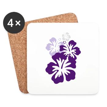 hibiskus violett - Untersetzer (4er-Set) - Weiß - Vorne