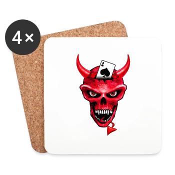 poker skull design - Dessous de verre (lot de 4) - blanc - Devant