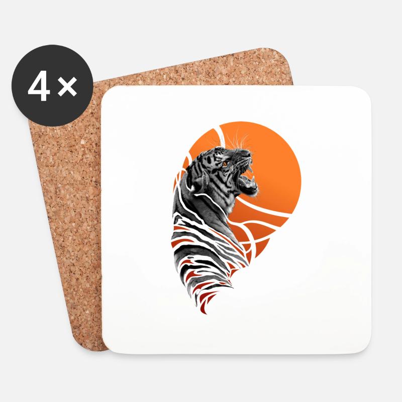 Tiger - Untersetzer (4er-Set) - Weiß
