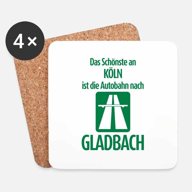 Autobahn nach Gladbach - Anti Köln - Untersetzer (4er-Set) - Weiß