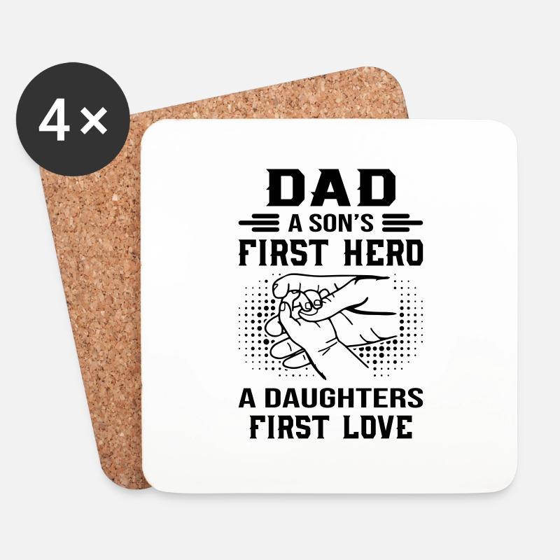 Dad A Son's First Hero - Untersetzer (4er-Set) - Weiß