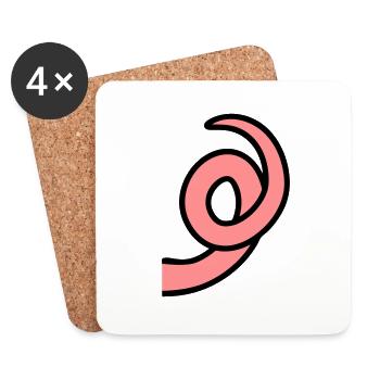 Piggy RingTail - Coasters (set of 4) - white - Front