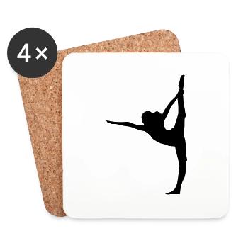 Femme à la conception d'exercice de Yoga - Dessous de verre (lot de 4) - blanc - Devant