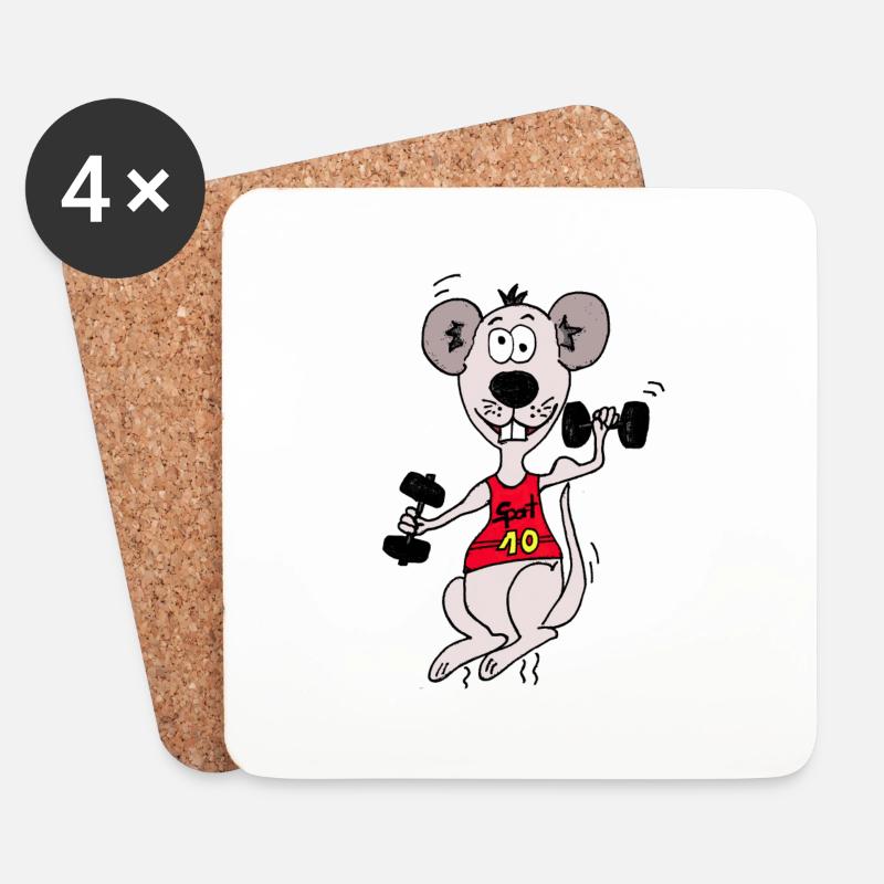 mouse and free weights - Coasters (set of 4) - white