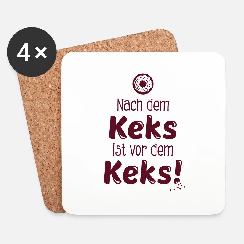 Nach dem Keks ist vor dem Keks - Spruch - 1C - Untersetzer (4er-Set) - Weiß