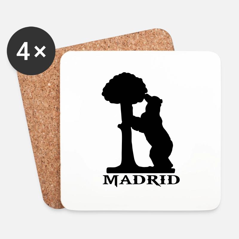 Zeichnung Silhouette Bär und Erdbeerbaum Madrid Sp - Untersetzer (4er-Set) - Weiß