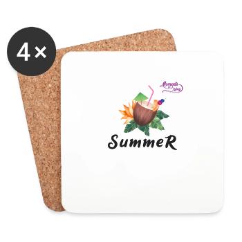 Coconut Summer with flower and fruits and straw - Dessous de verre (lot de 4) - blanc - Devant
