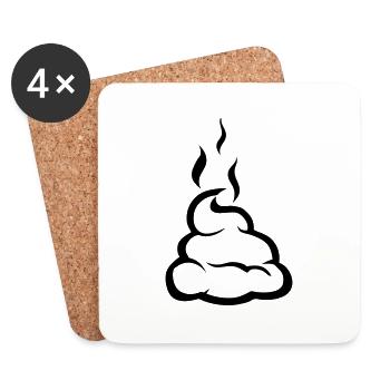 shit Pooh cow dung Dirt 1503 - Coasters (set of 4) - white - Front