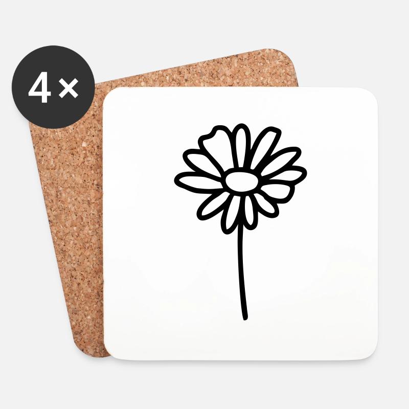 Blume Gänseblümchen - Untersetzer (4er-Set) - Weiß