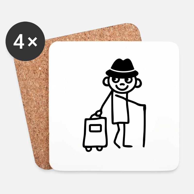 Mann mit Trolley - Untersetzer (4er-Set) - Weiß
