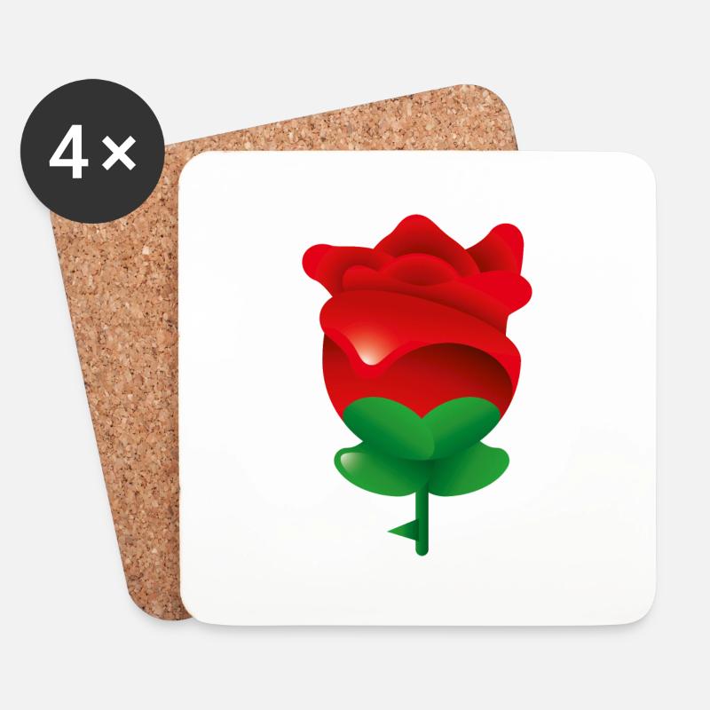 Smiley Rose - Untersetzer (4er-Set) - Weiß