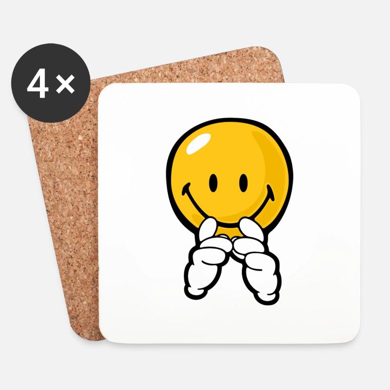 Smiley Confidence Expectation - Untersetzer (4er-Set) - Weiß