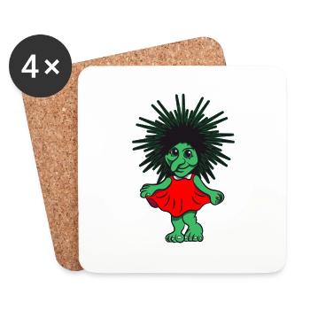 troll suess maedchen lieb kleid cartoon lustig spi - Untersetzer (4er-Set) - Weiß - Vorne