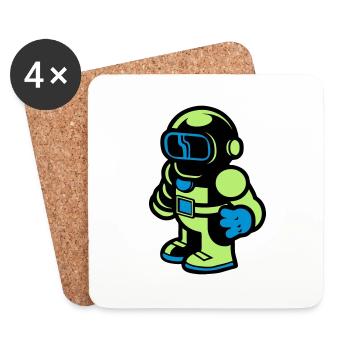 Cartoon Spaceman Astronaut - Coasters (set of 4) - white - Front